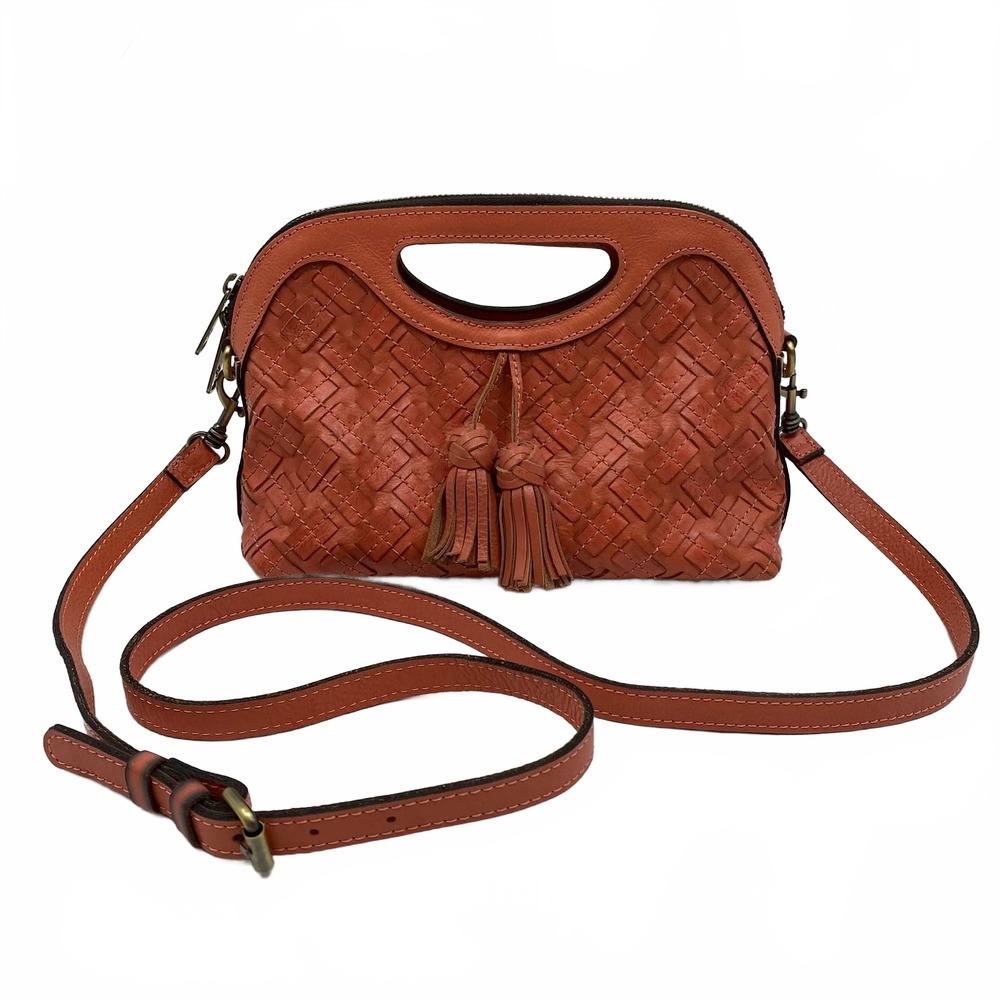 Patricia Nash Pink Crossbody Bag Woven Stitch Coral